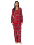 Lauren Ralph Lauren Herringbone Twill Long Sleeve Pyjama Sets, Red/Multi