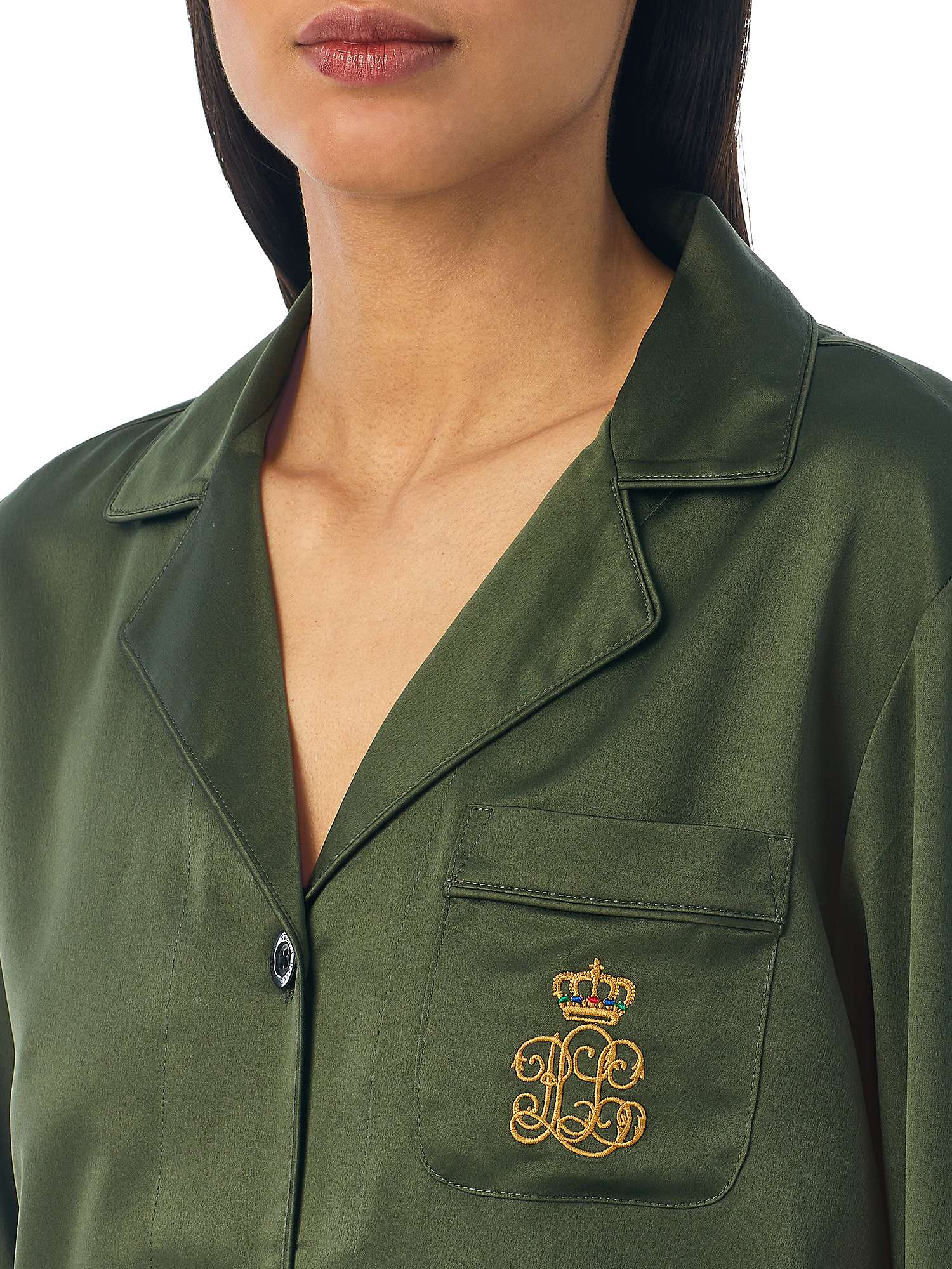 Buy Lauren Ralph Lauren Solid Satin Long Sleeve Pyjama Set Online at johnlewis.com