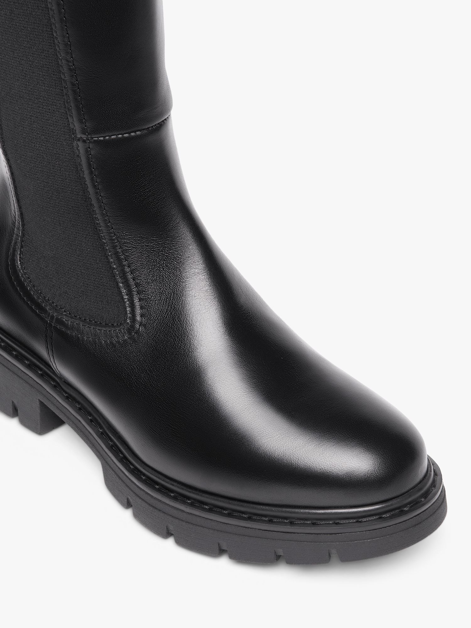 NeroGiardini Slip On Knee High Leather Boots, Black at John Lewis ...