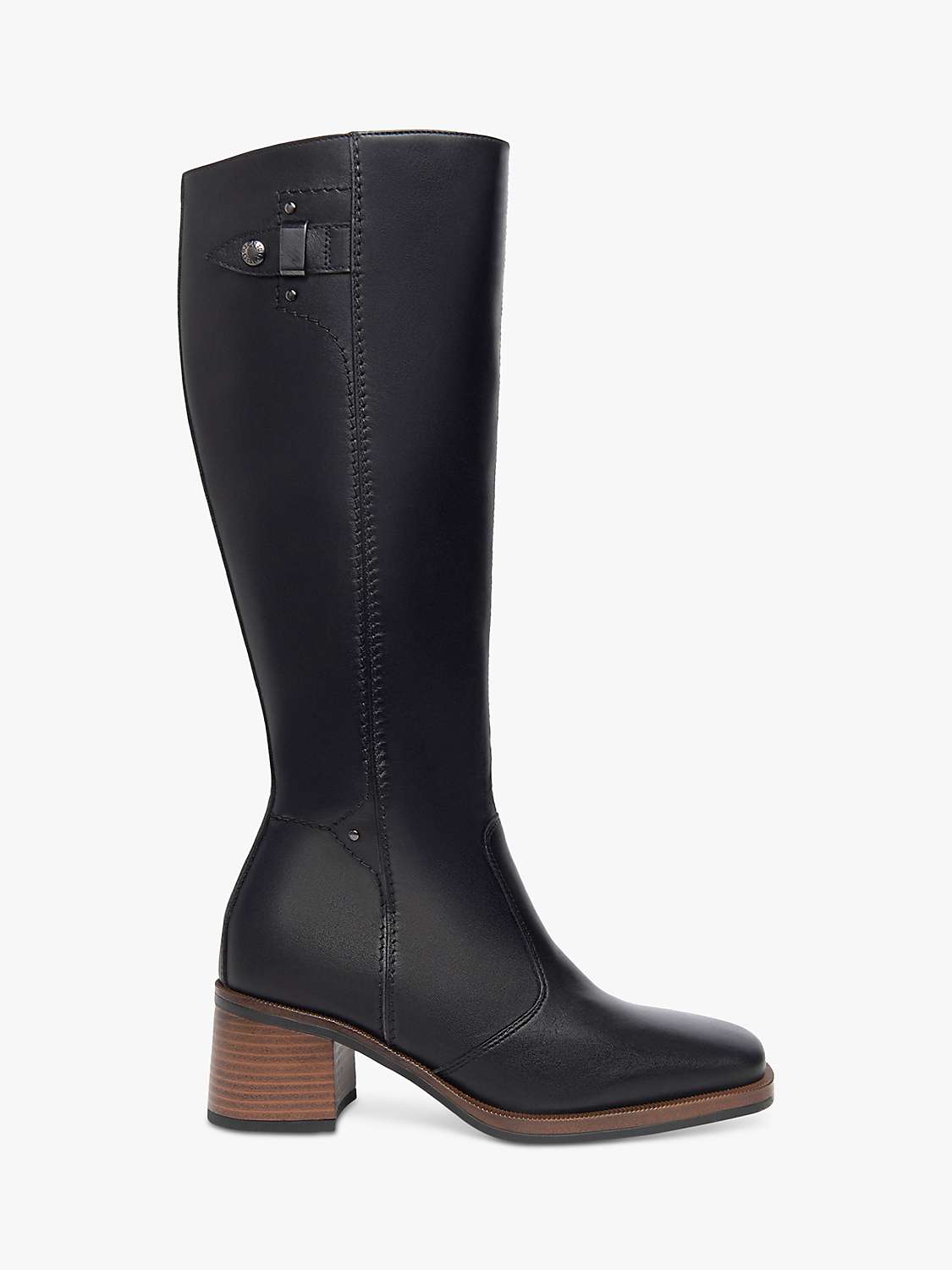 Buy NeroGiardini Square Toe Block Heel Knee High Leather Boots, Black Online at johnlewis.com