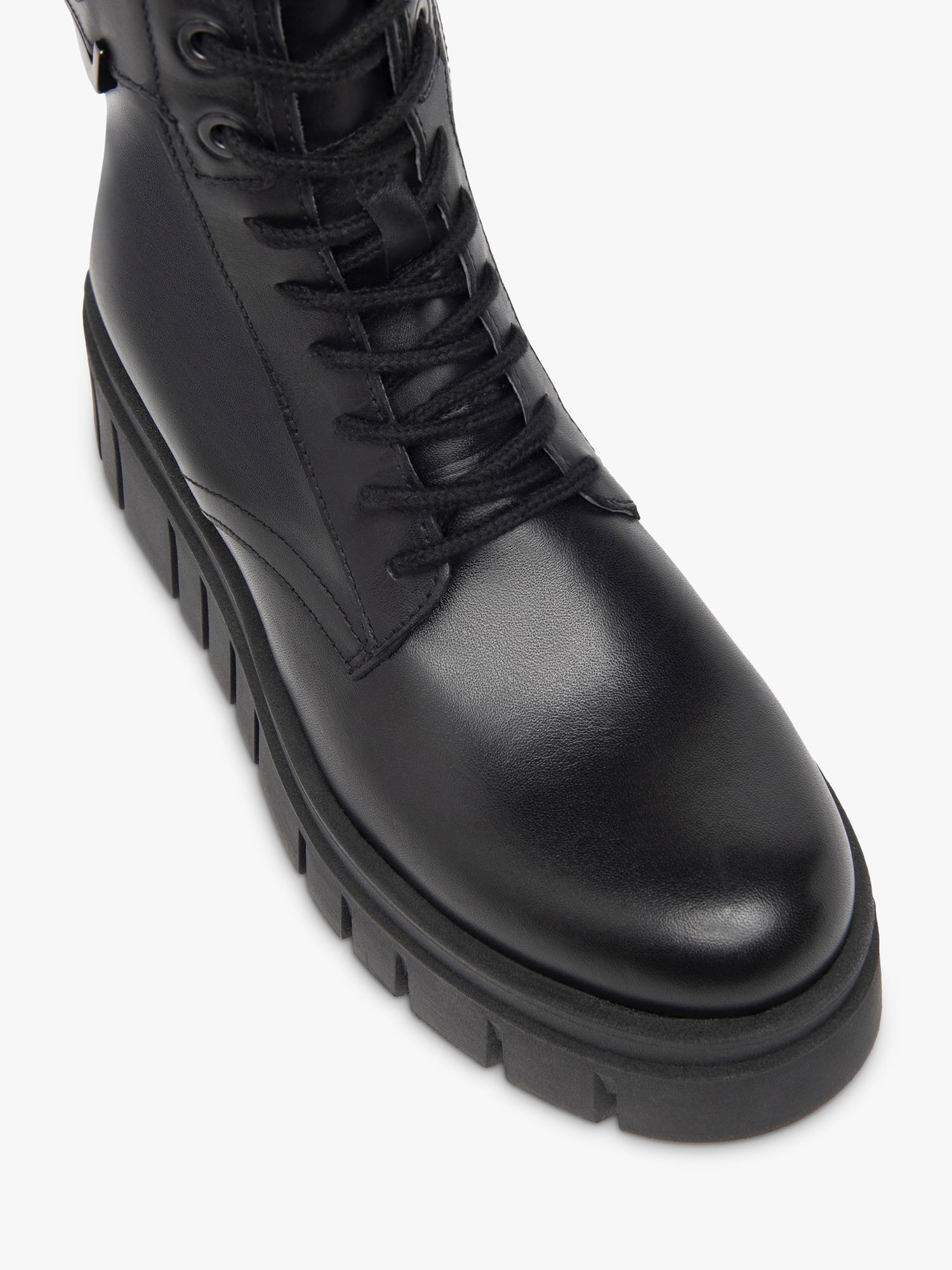 NeroGiardini Leather Ridge Sole Biker Boots, Black at John Lewis & Partners