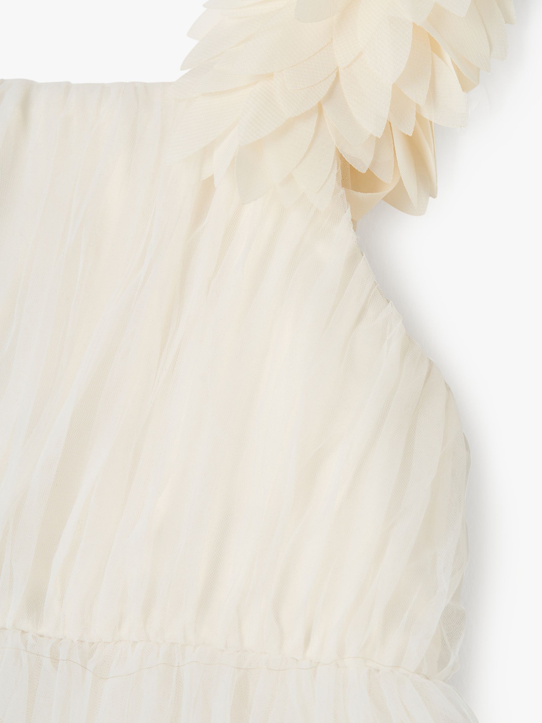 Angel & Rocket Valerie Petal Shoulder Bridesmaid Dress, White, 3 years