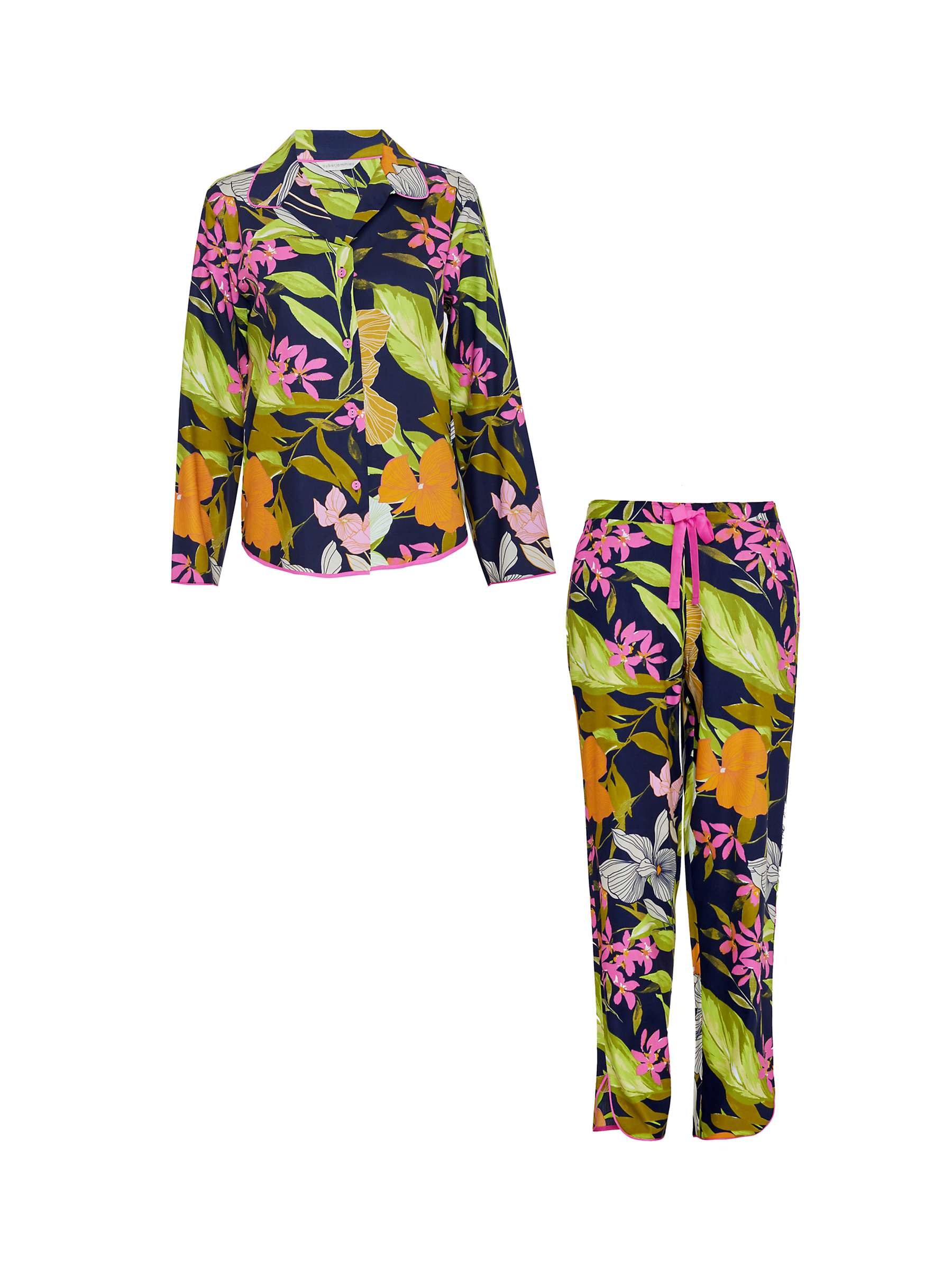 Buy Cyberjammies Avery Floral Shirt Long Pyjama Set, Navy Online at johnlewis.com