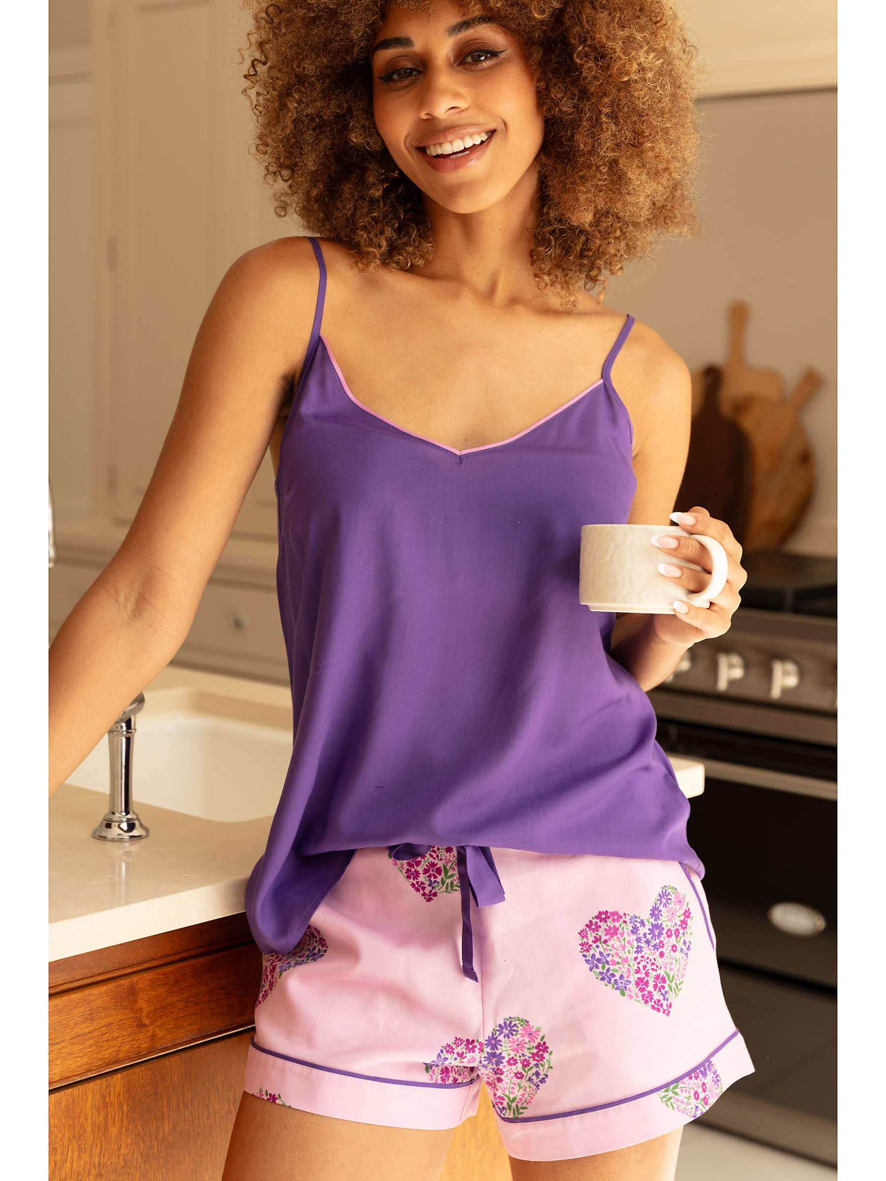 Buy Cyberjammies Valentina Cami Heart Shorts Pyjama Set, Pink Online at johnlewis.com