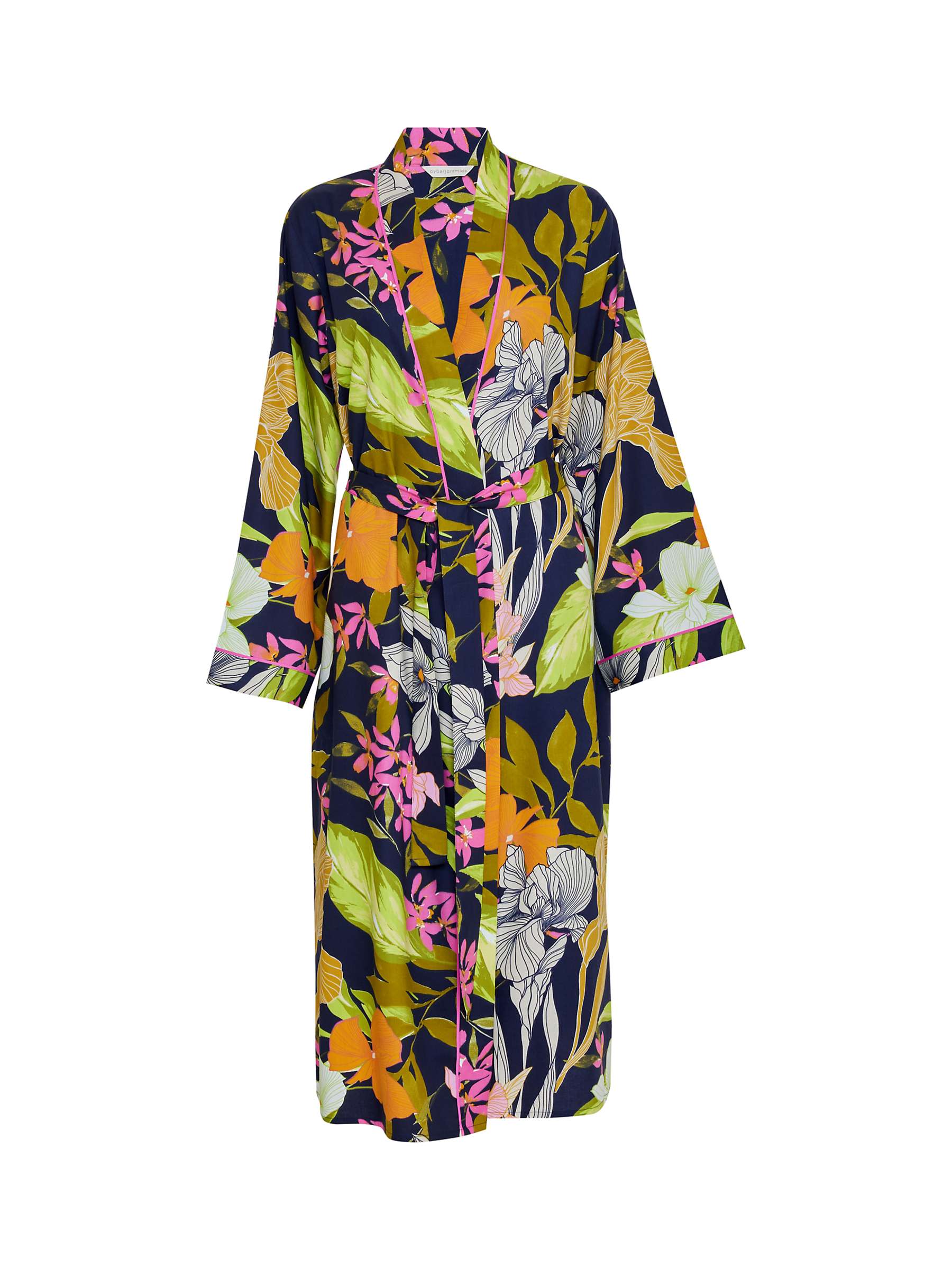 Buy Cyberjammies Floral Long Dressing Gown, Navy Online at johnlewis.com