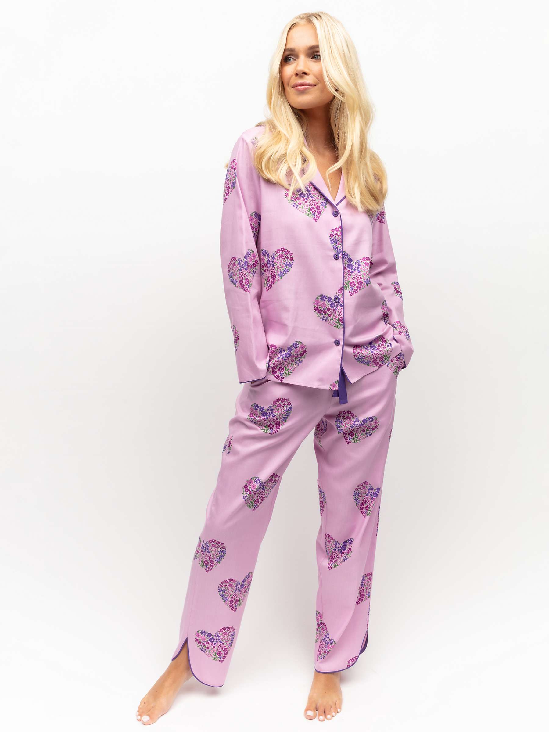 Buy Cyberjammies Valentina Heart Shirt Long Pyjama Set, Pink Online at johnlewis.com