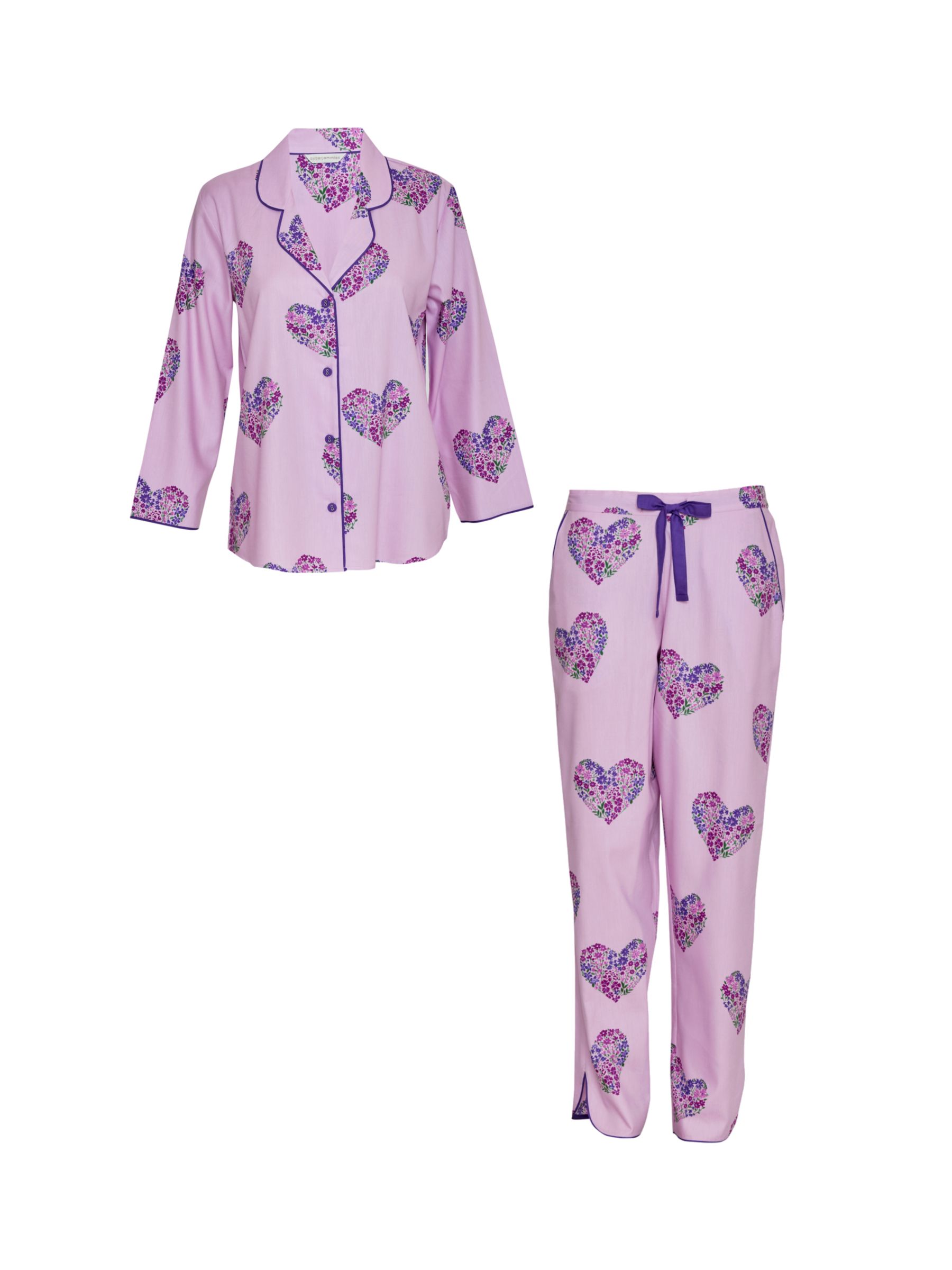 Cyberjammies Valentina Heart Shirt Long Pyjama Set, Pink, 12
