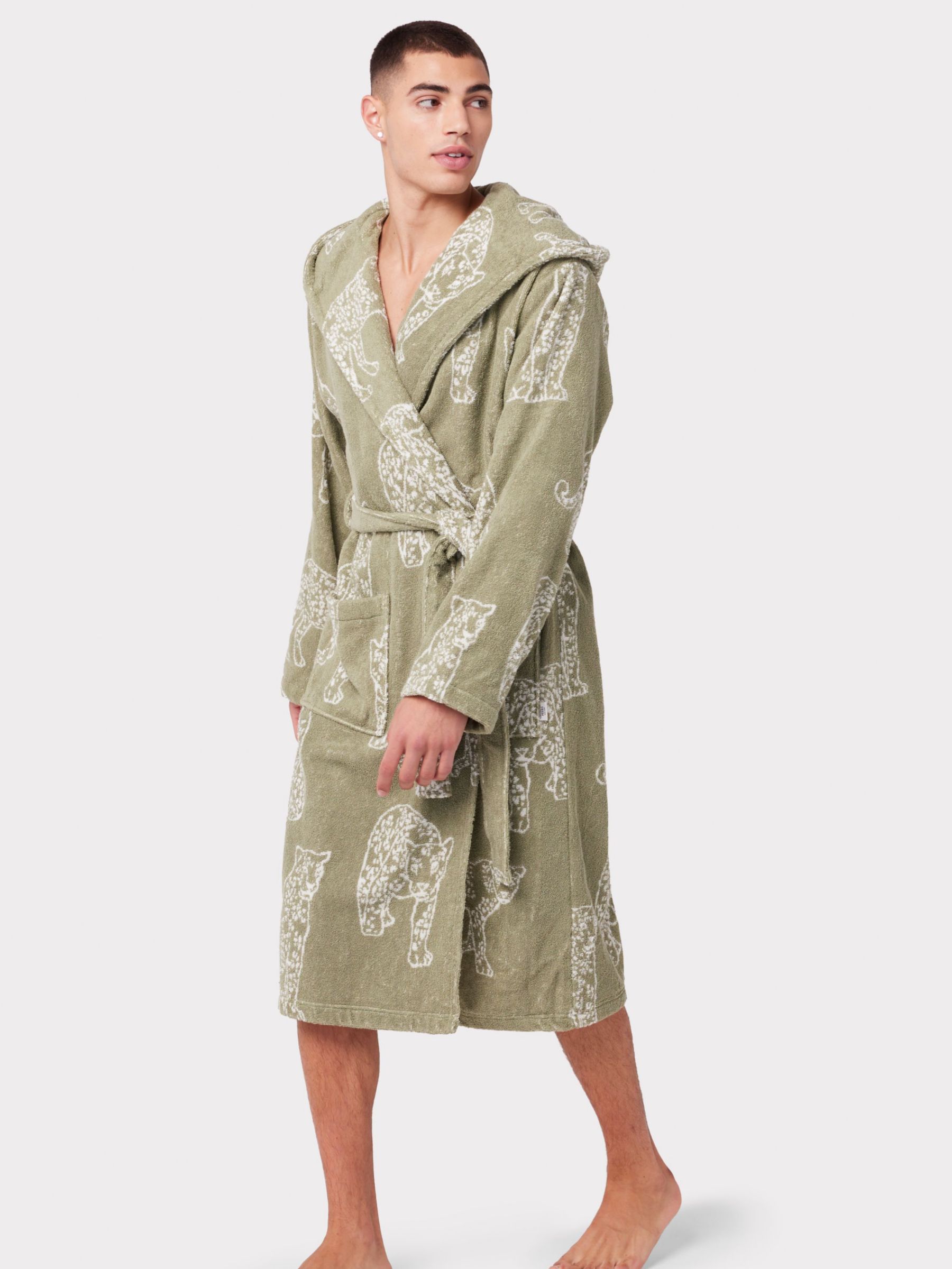 Buy Chelsea Peers Leopard Cotton Towelling Robe, Khaki Online at johnlewis.com