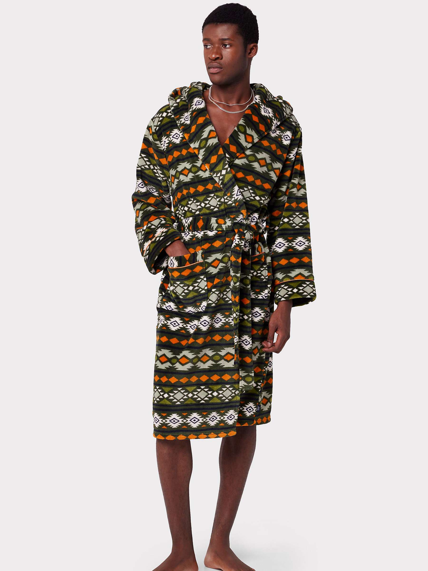 Buy Chelsea Peers Aztec Print Hooded Fleece Dressing Gown, Multi Online at johnlewis.com