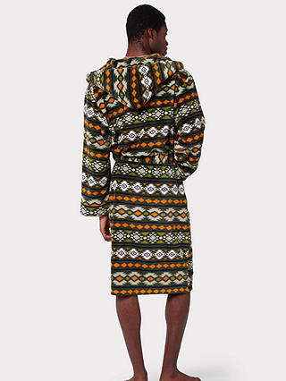 Chelsea Peers Aztec Print Hooded Fleece Dressing Gown, Multi