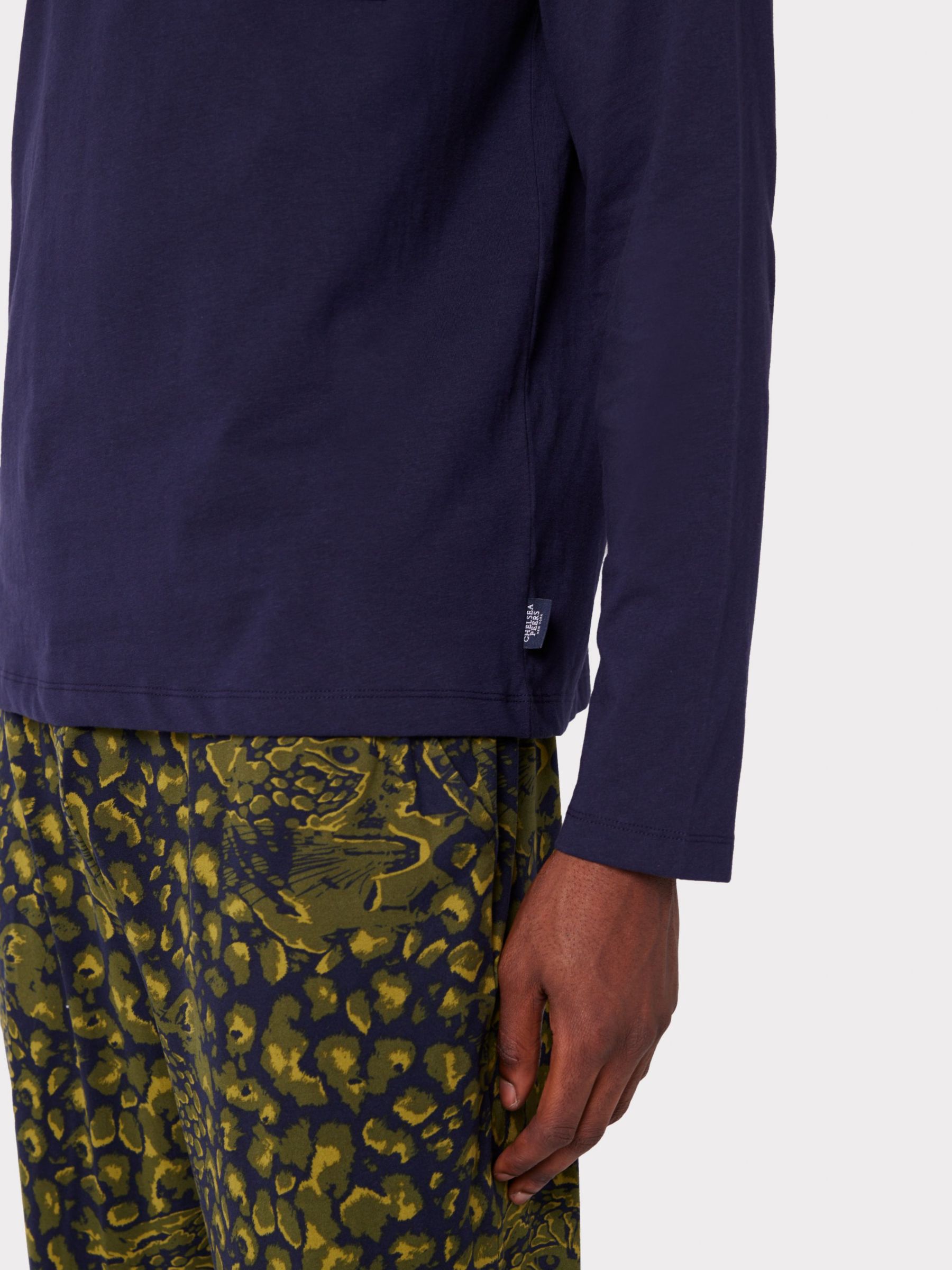 Chelsea Peers Hidden Leopard Organic Cotton Long Pyjamas, Khaki/Multi ...