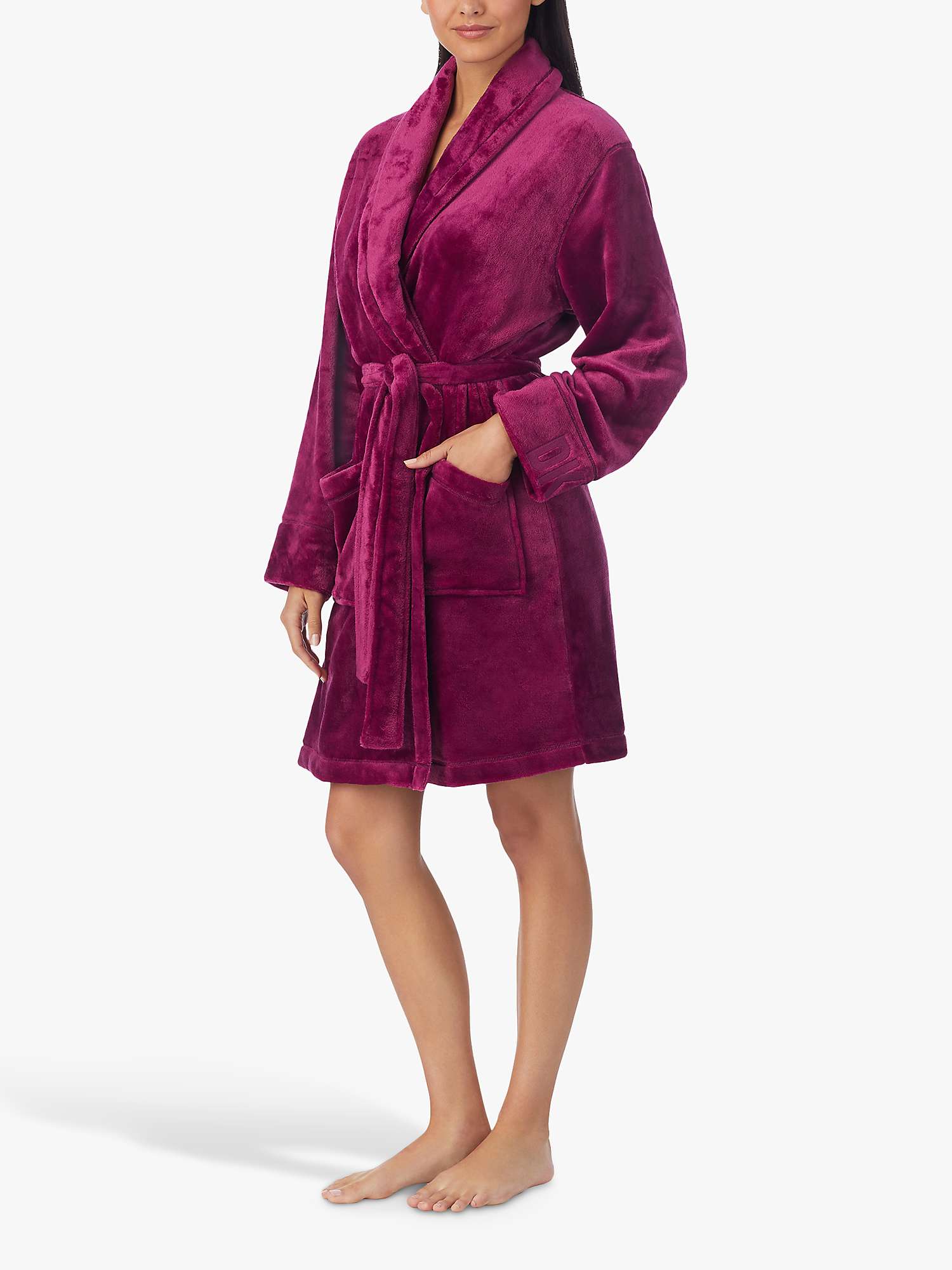 Buy DKNY Soft Fleece Embroidered Robe, Purple Online at johnlewis.com