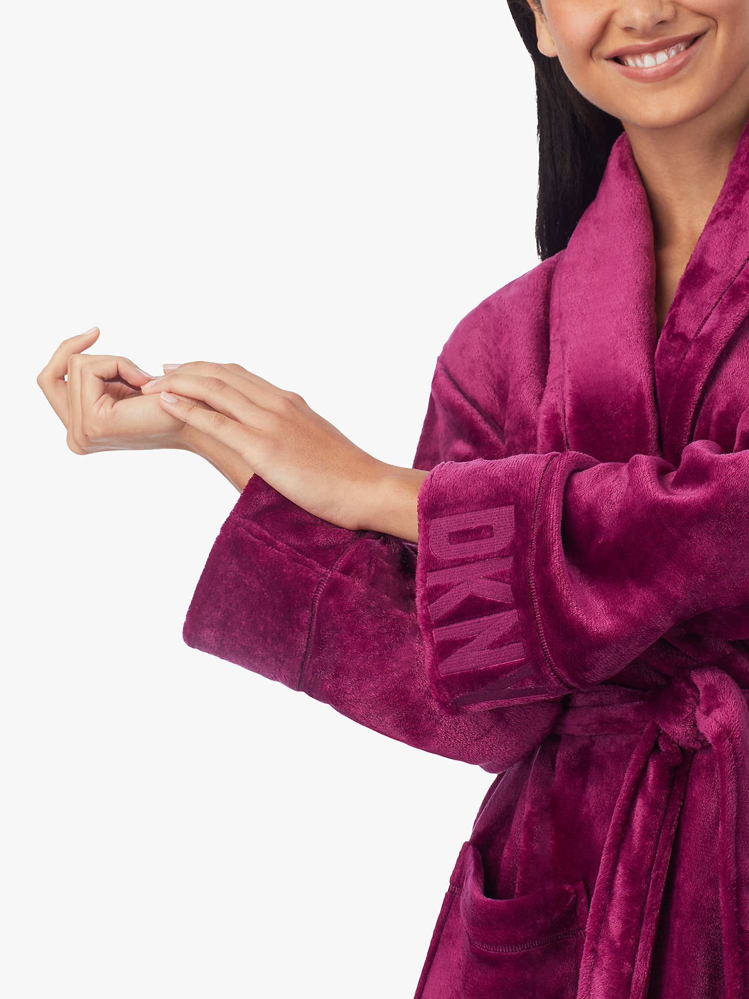Buy DKNY Soft Fleece Embroidered Robe, Purple Online at johnlewis.com