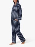 DKNY Stretch Fleece Long Sleeve Pyjama Set, Navy/White