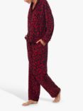 DKNY Stretch Fleece Long Sleeve Animal Print Pyjama Set, Red/Black