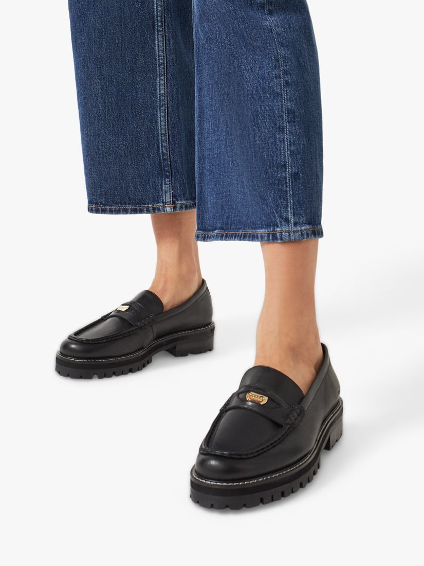 Radley Thistle Grove Chunky Penny Loafer, Black at John Lewis & Partners