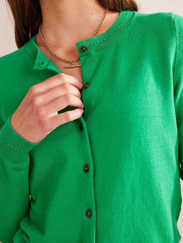 Boden Catriona Cotton Cardigan, Meadow Green