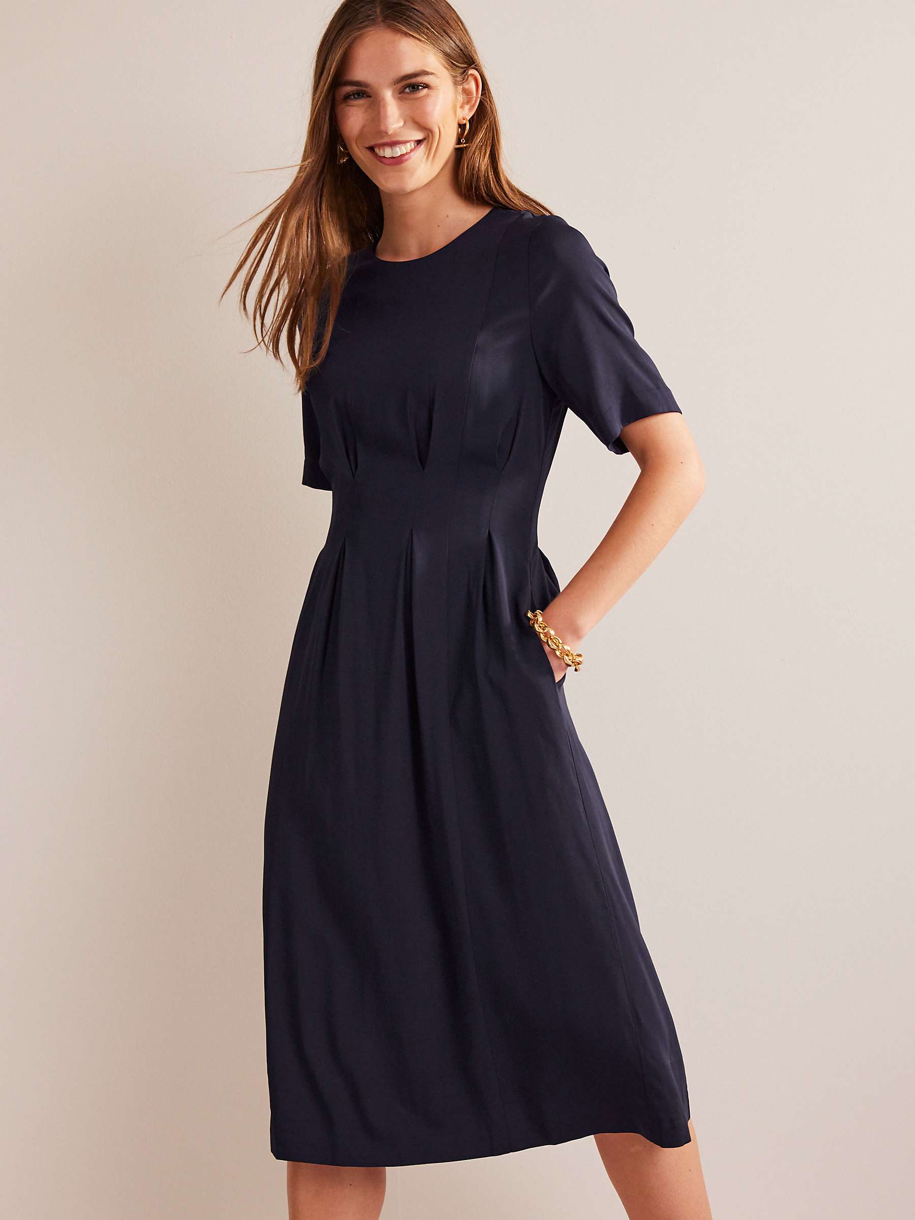 Buy Boden Pleated Waist Midi Dress Online at johnlewis.com
