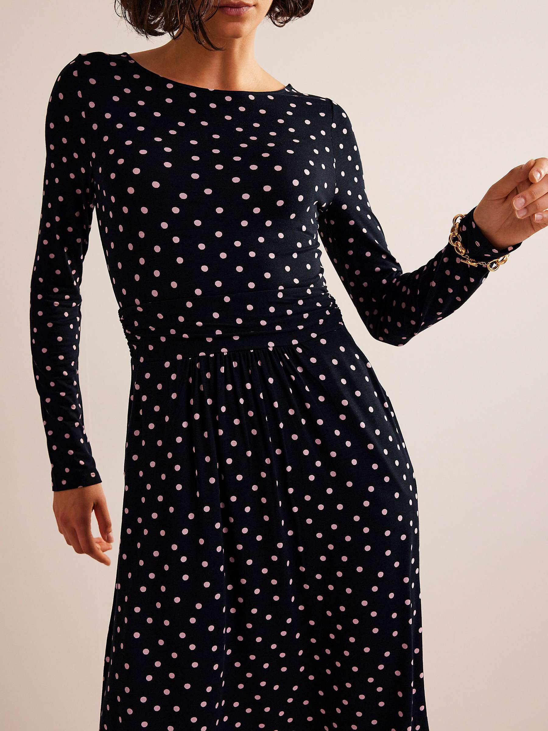 Buy Boden Abigail Spot Ecovero Jersey Dress, Black/Milkshake Spot Online at johnlewis.com