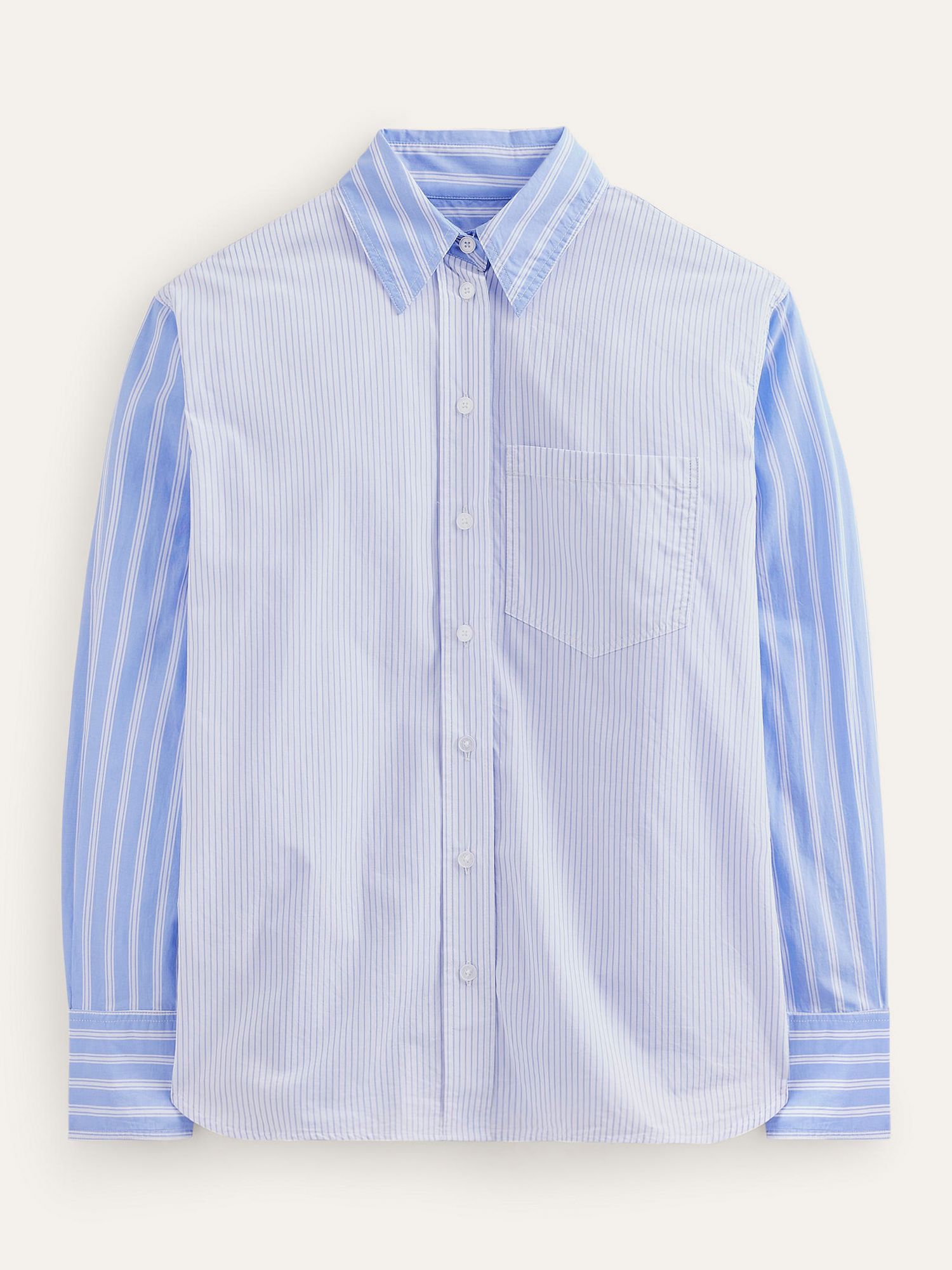 Boden Connie Stripe Cotton Shirt, Blue/Ivory at John Lewis & Partners