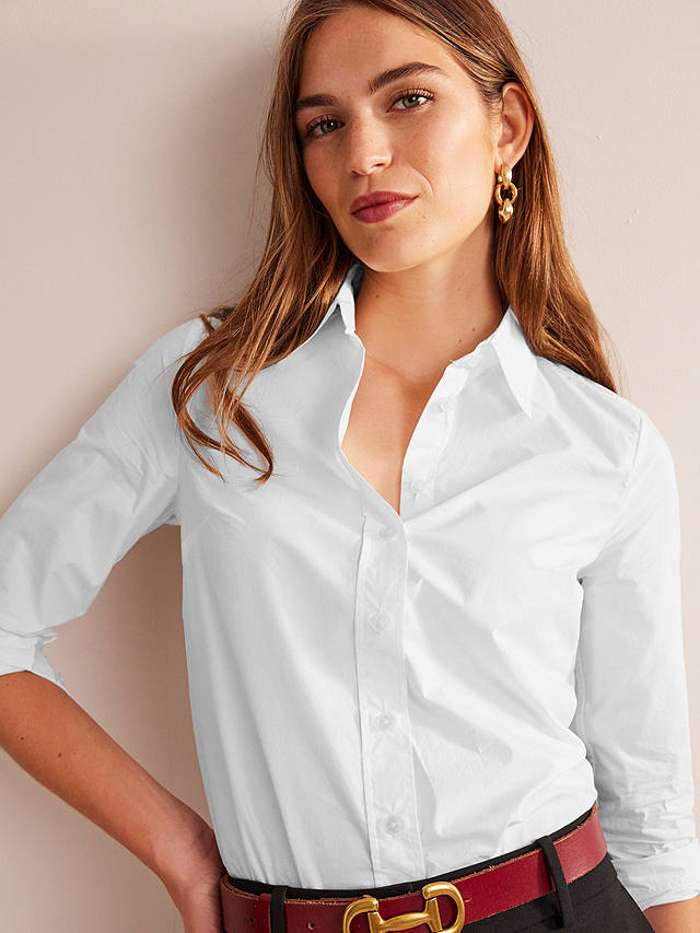 Boden Saskia Stretch Cotton Shirt, White
