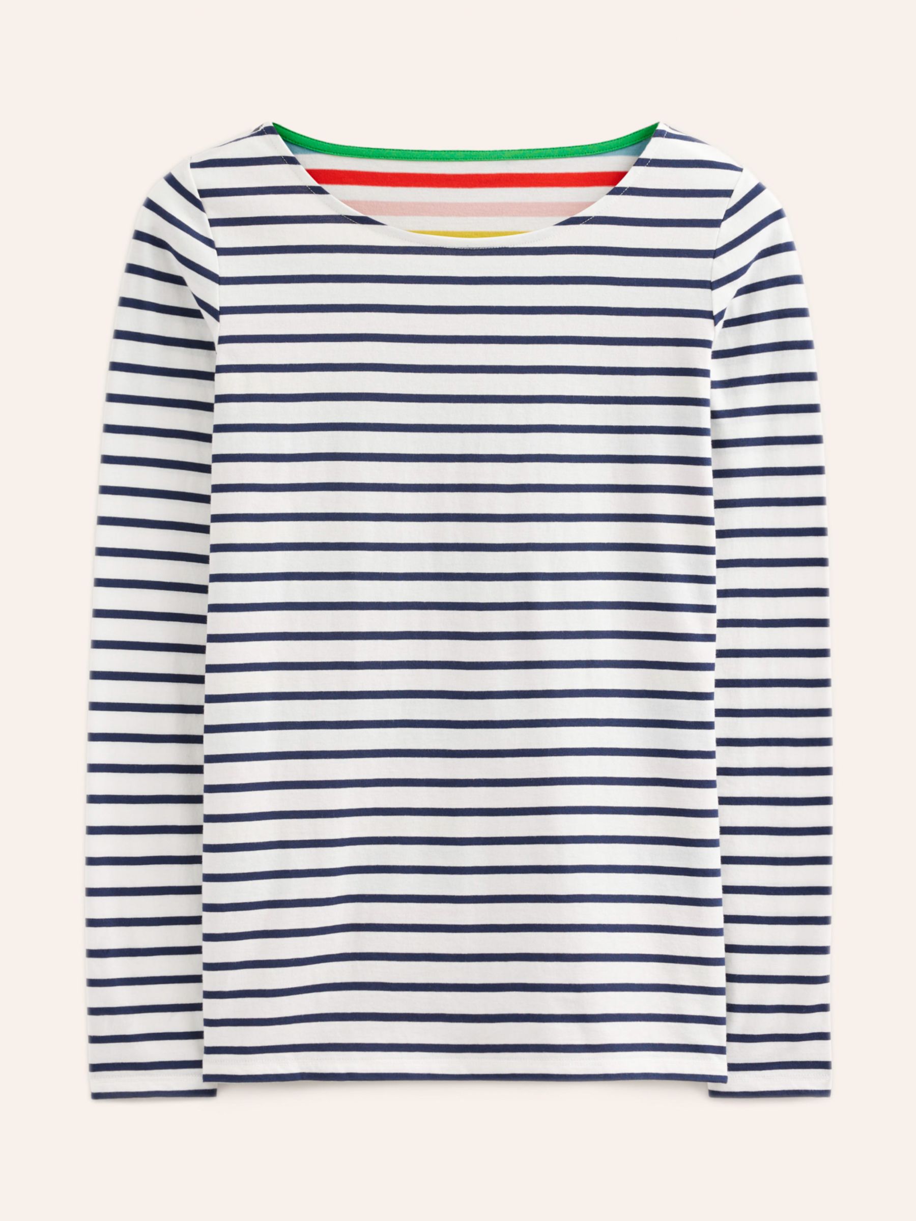 Boden Ava Long Sleeve Multi Stripe Top, Rainbow