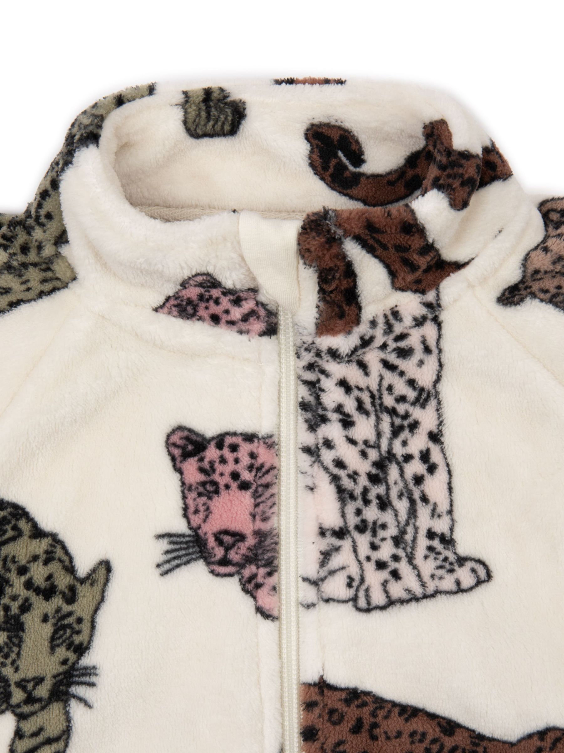 Chelsea Peers Leopard Print Fleece Co-Ord Lounge Set, Khaki/Multi