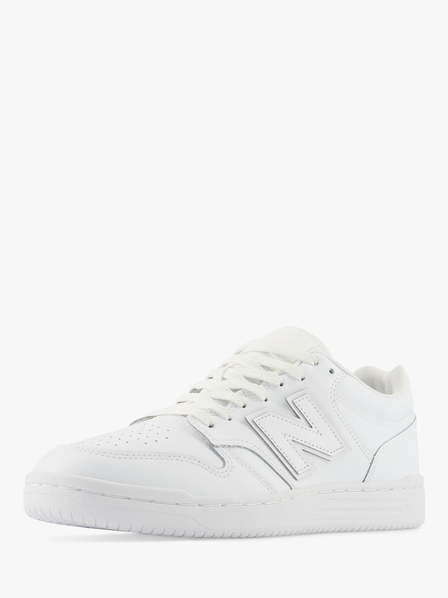 New Balance 480 Leather Lace Up Trainers, White at John Lewis & Partners