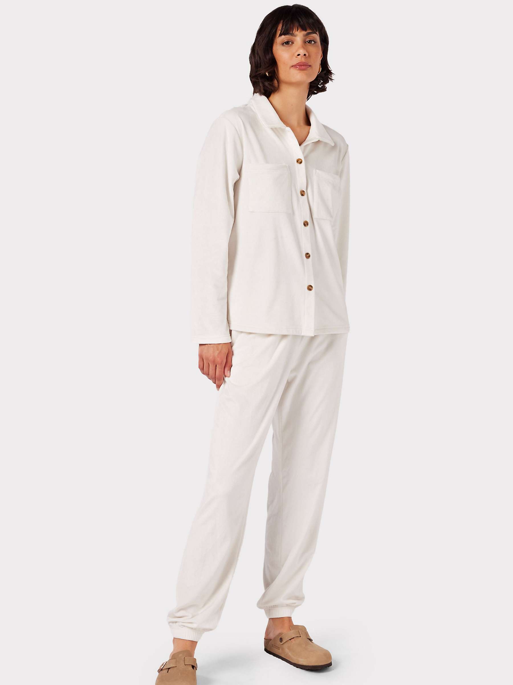Chelsea Peers Velour Lounge Co-Ord Set, Off White at John Lewis & Partners