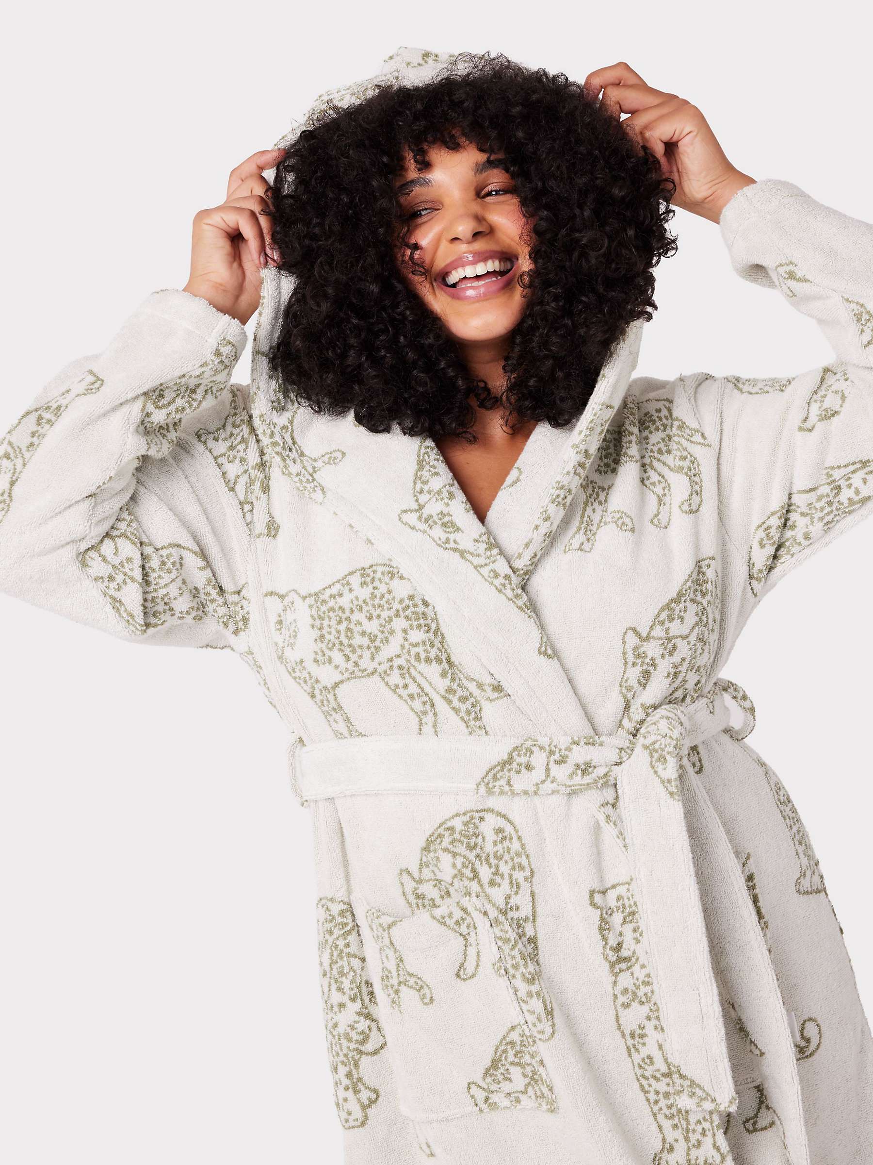 Buy Chelsea Peers Curve Leopard Print Dressing Gown, Off White Online at johnlewis.com
