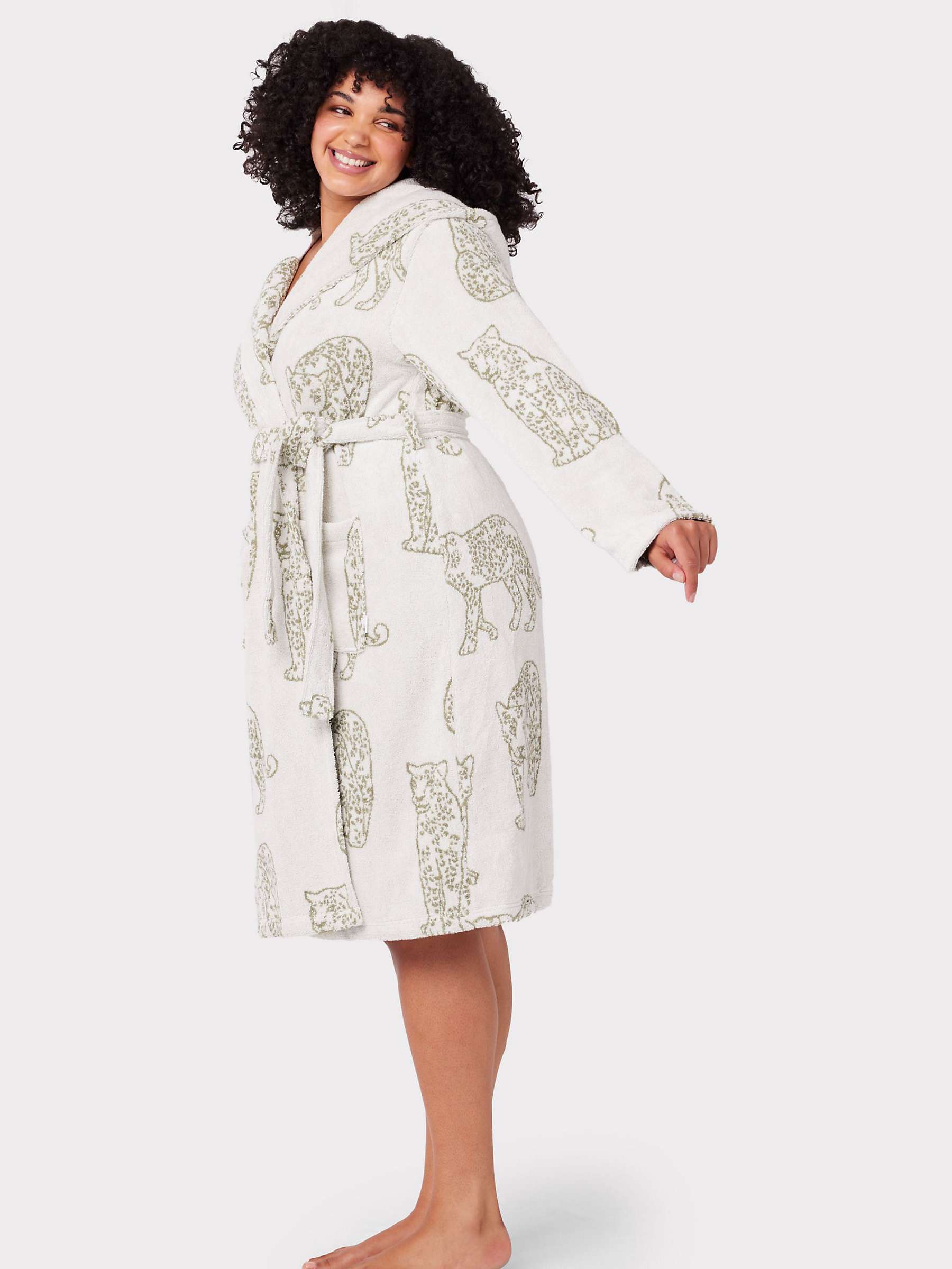 Buy Chelsea Peers Curve Leopard Print Dressing Gown, Off White Online at johnlewis.com