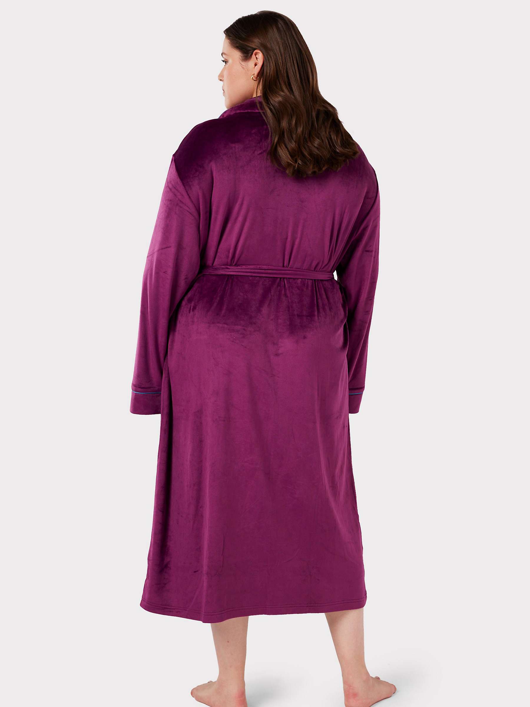 Chelsea Peers Curve Velour Midaxi Gown, Purple at John Lewis & Partners