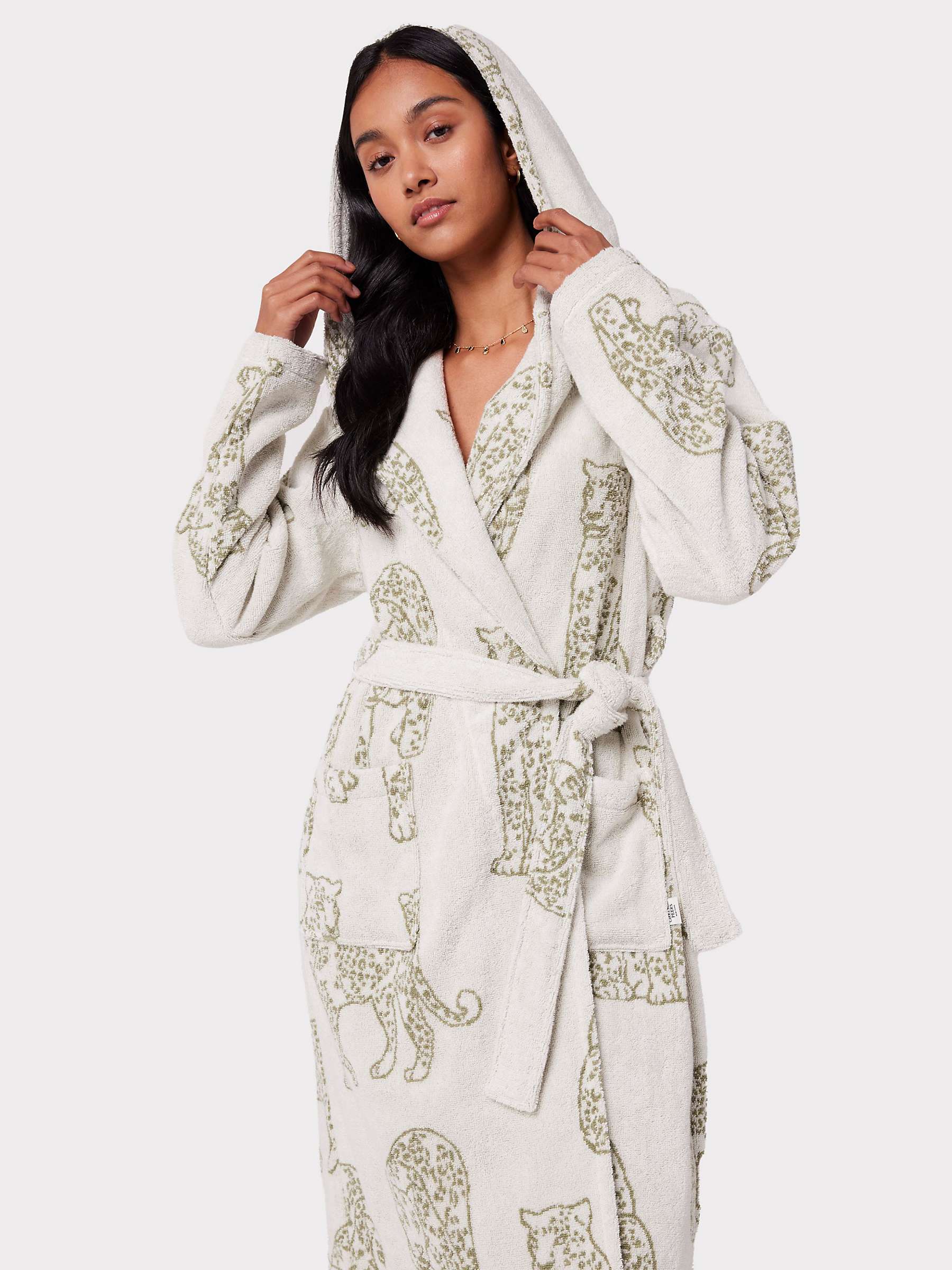 Buy Chelsea Peers Leopard Cotton Towelling Robe, Off White Online at johnlewis.com