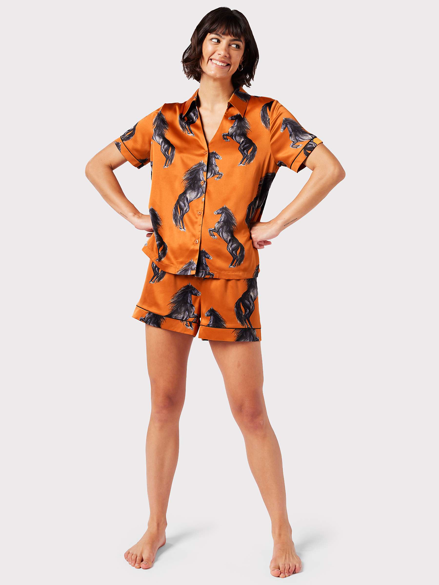 Buy Chelsea Peers Horse Print Shorts Pyjama Set, Orange Online at johnlewis.com