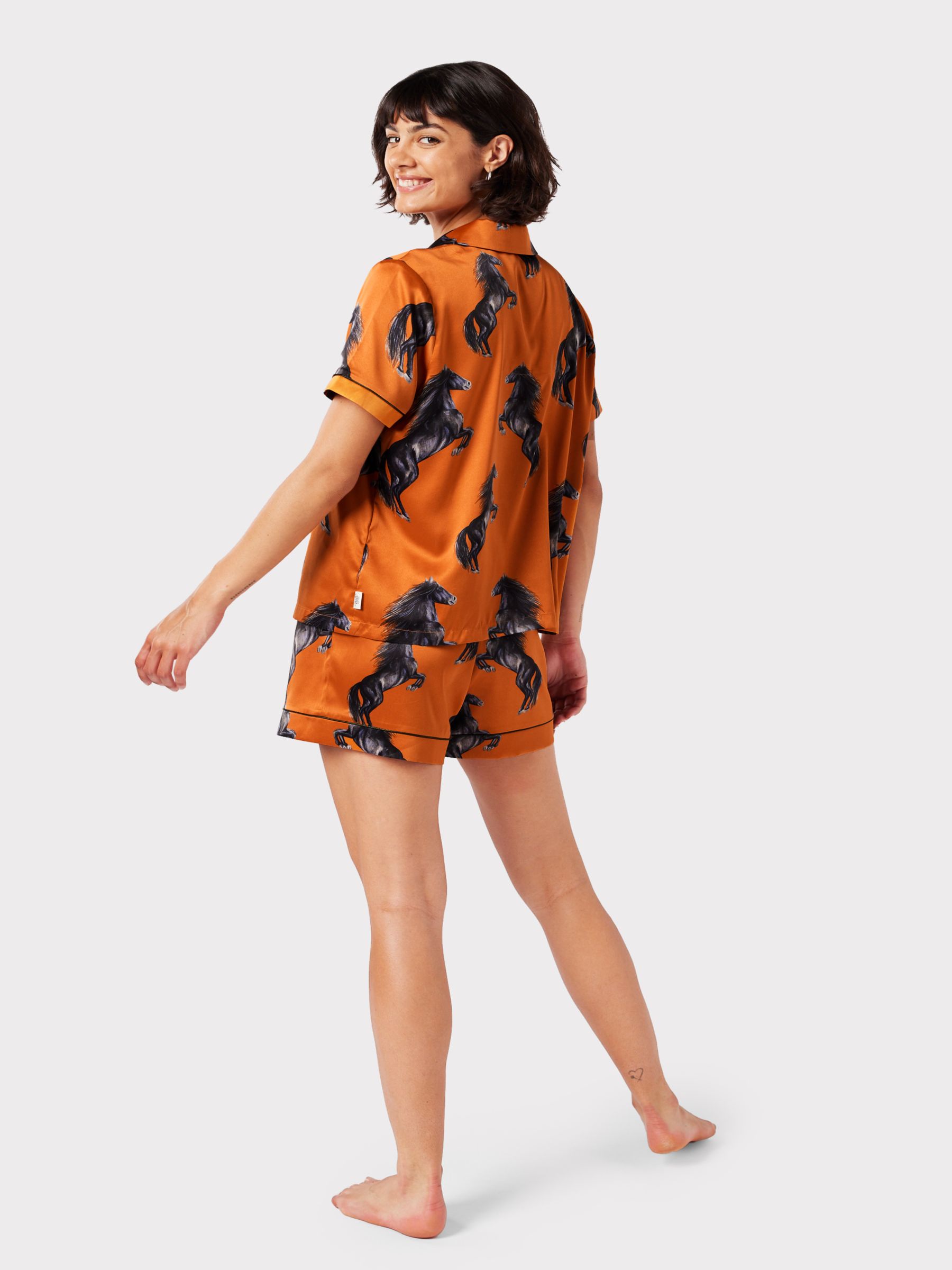 Buy Chelsea Peers Horse Print Shorts Pyjama Set, Orange Online at johnlewis.com