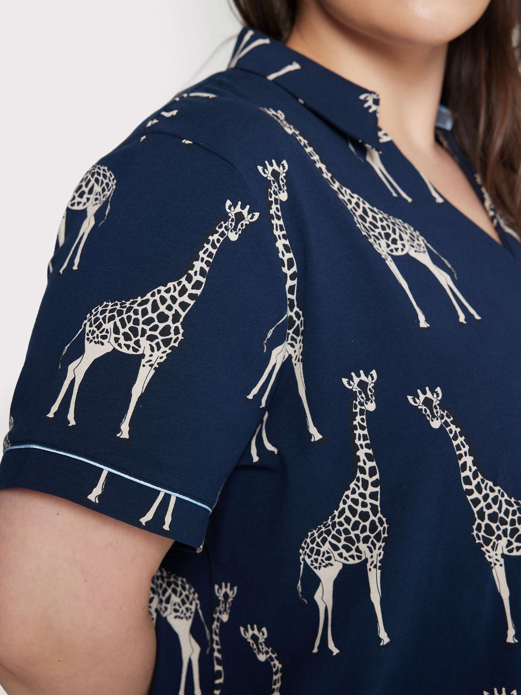 Buy Chelsea Peers Curve Organic Cotton Blend Giraffe Print Shorts Pyjama Set, Navy Online at johnlewis.com