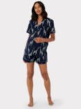 Chelsea Peers Organic Cotton Blend Giraffe Print Shorts Maternity Pyjama Set, Navy