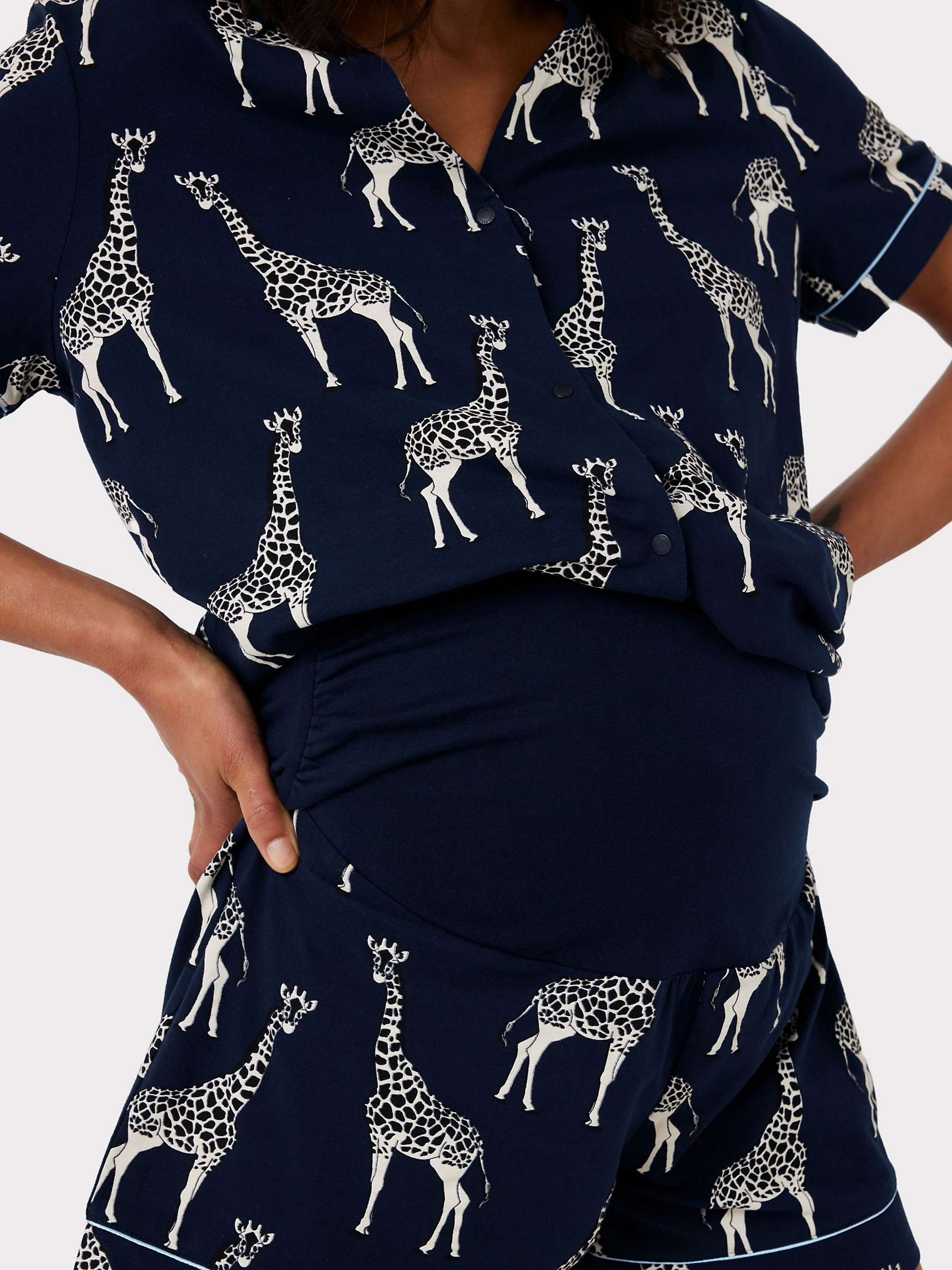 Buy Chelsea Peers Organic Cotton Blend Giraffe Print Shorts Maternity Pyjama Set, Navy Online at johnlewis.com