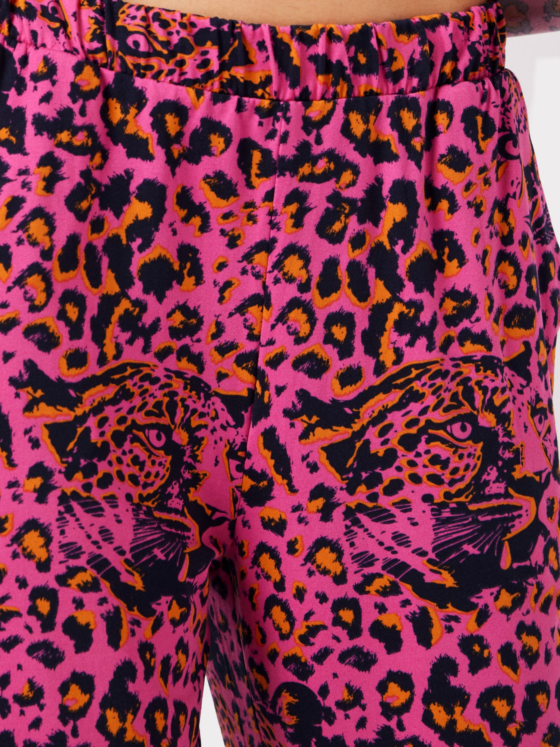 Chelsea Peers Leopard Print Pyjama Set, Pink/Multi at John Lewis & Partners