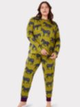 Chelsea Peers Curve Zebra Print Long Pyjamas, Khaki