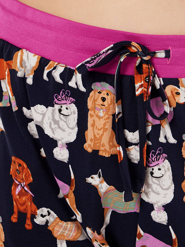 Chelsea Peers Curve Posh Dogs Print Long Pyjamas, Navy/Multi at John ...