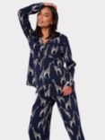 Chelsea Peers Maternity Organic Cotton Blend Giraffe Print Pyjama Set, Navy