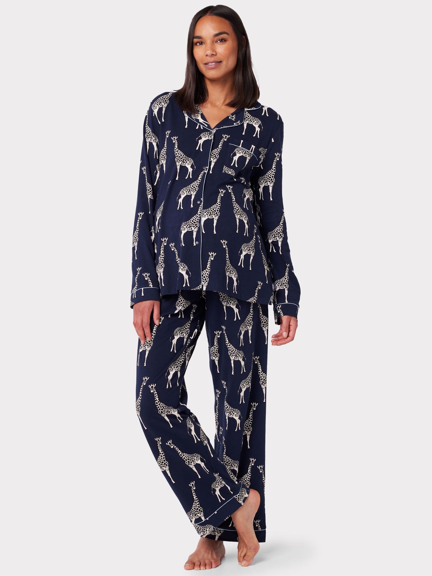 Chelsea Peers Maternity Organic Cotton Blend Giraffe Print Pyjama Set ...