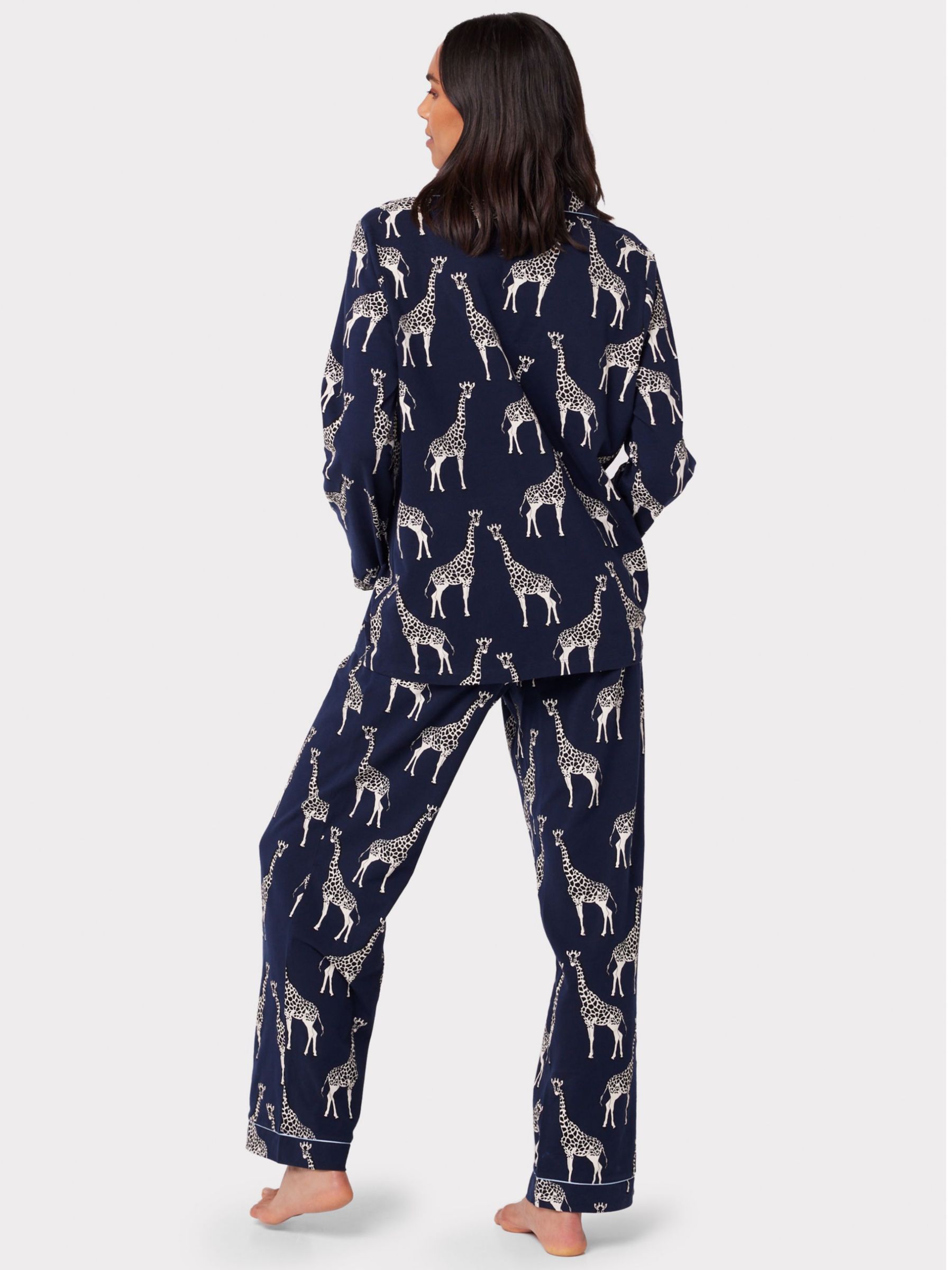 Buy Chelsea Peers Maternity Organic Cotton Blend Giraffe Print Pyjama Set, Navy Online at johnlewis.com