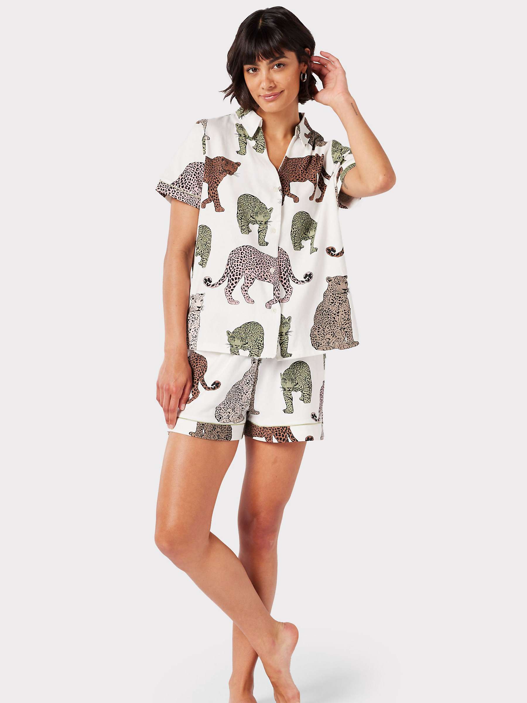 Buy Chelsea Peers Leopard Organic Cotton Short Pyjamas, Off White/Multi Online at johnlewis.com