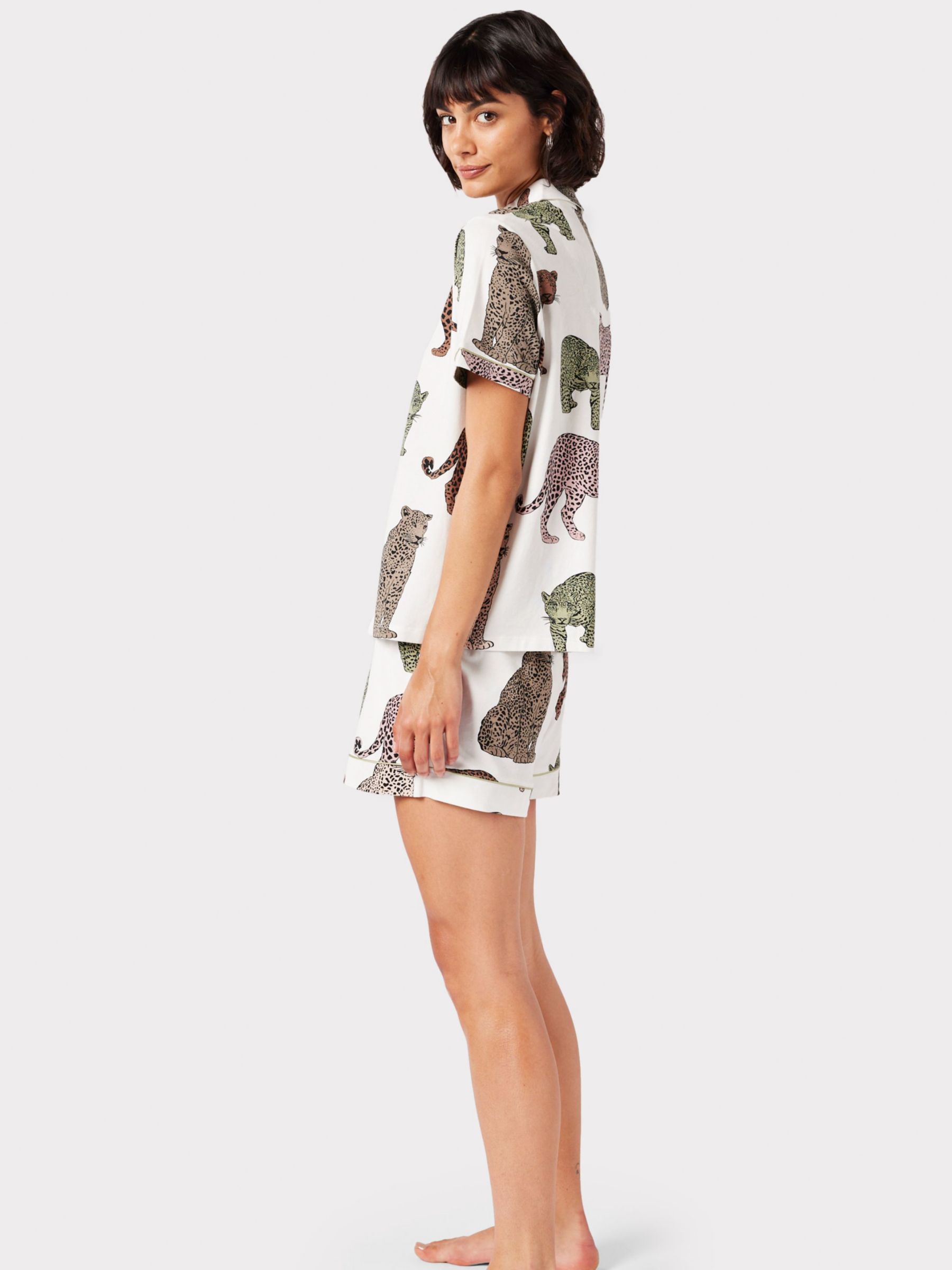 Buy Chelsea Peers Leopard Organic Cotton Short Pyjamas, Off White/Multi Online at johnlewis.com