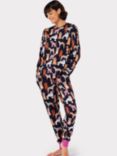 Chelsea Peers Dogs Print Long Recycled Pyjamas, Navy/Multi