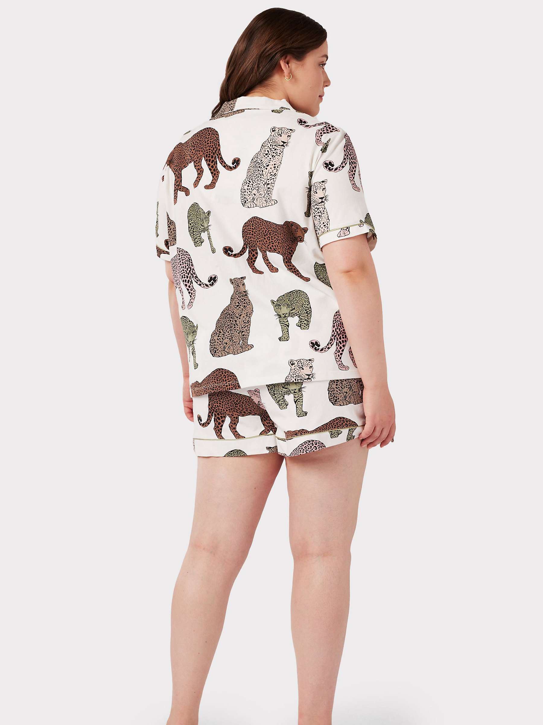 Buy Chelsea Peers Curve Organic Cotton Leopard Print Short Pyjamas, Off White/Multi Online at johnlewis.com