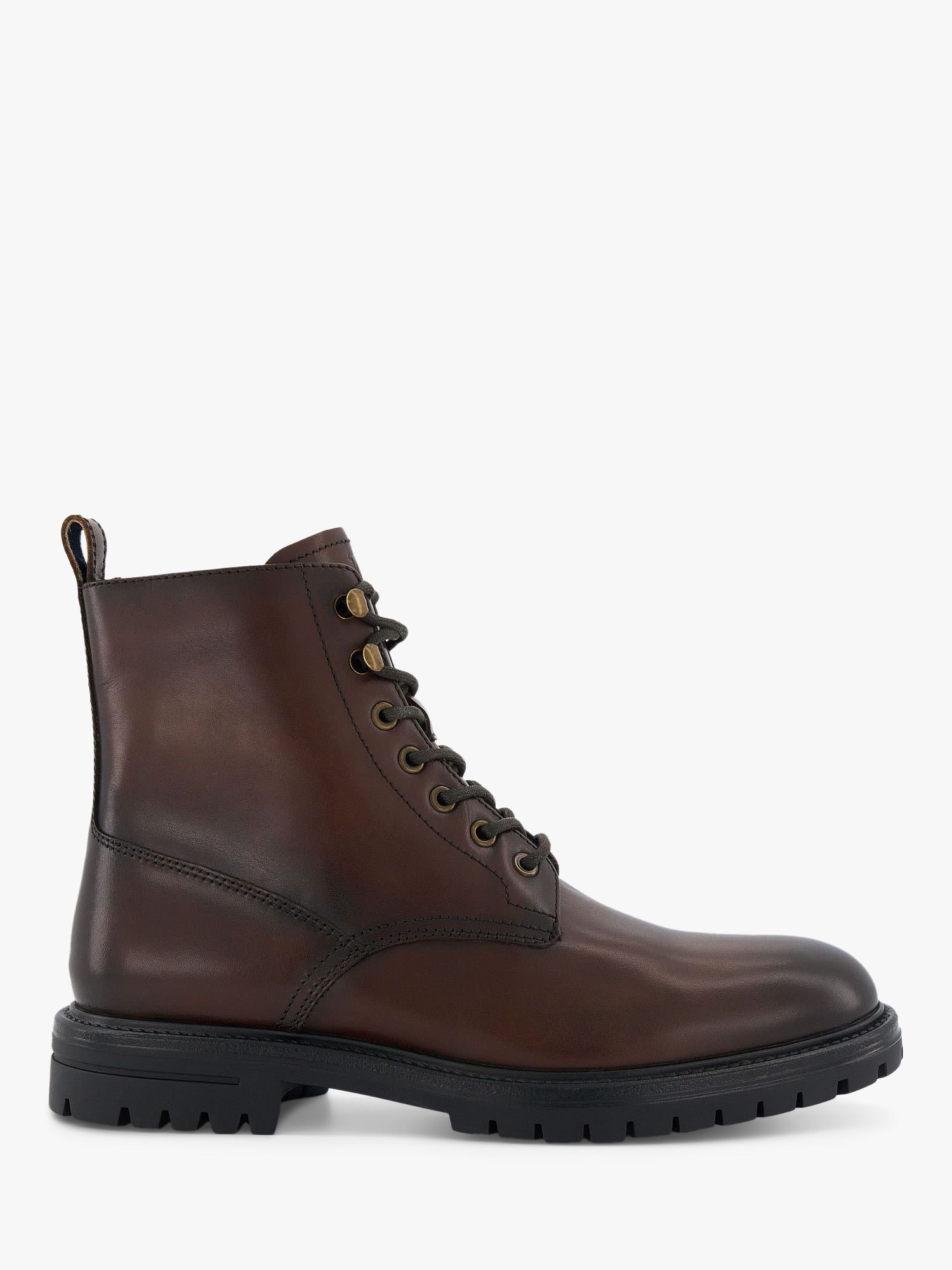 Dune Concepts Leather Lace Up Boots, Brown at John Lewis & Partners
