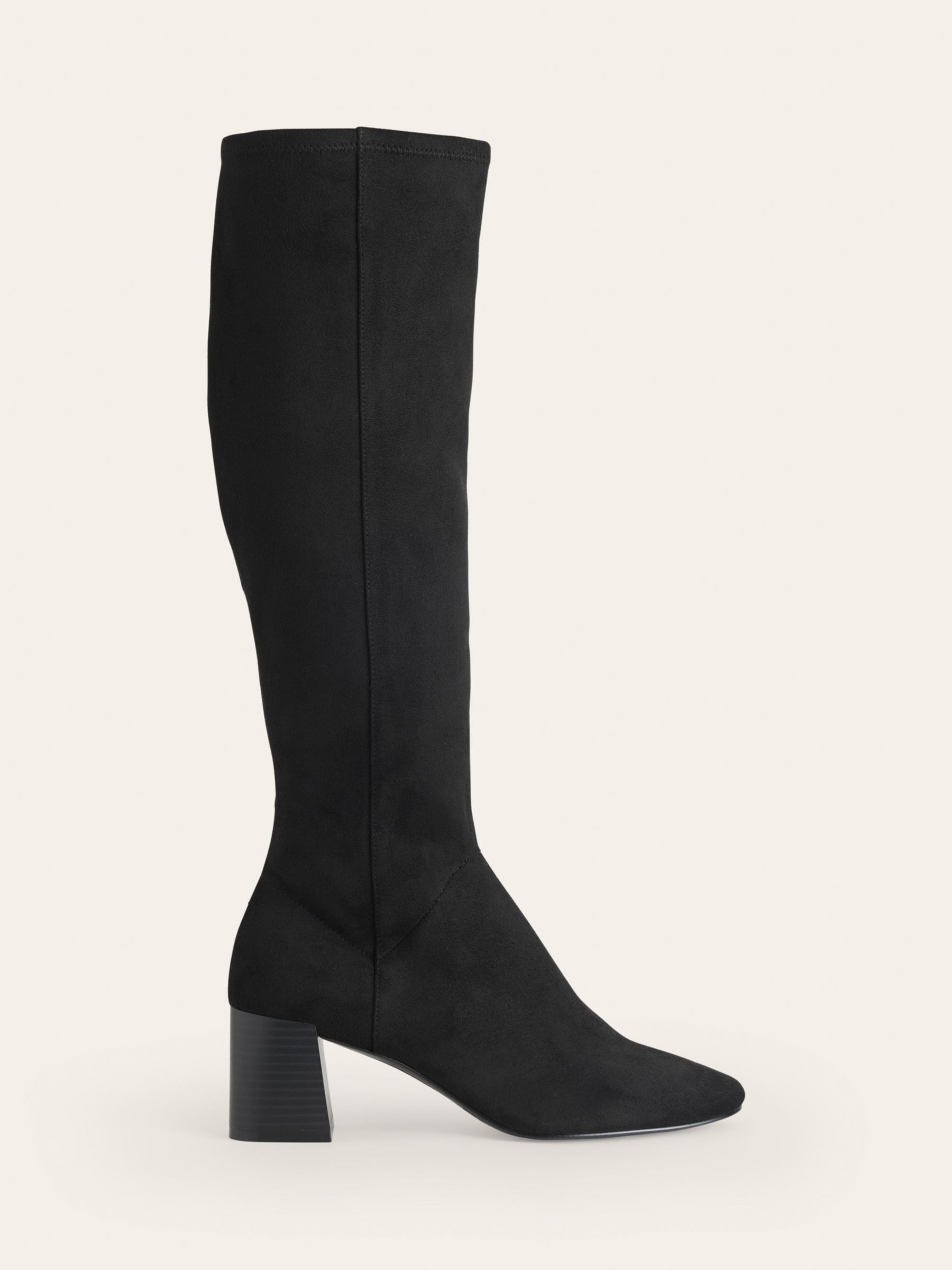 Boden Cara Heeled Stretch Knee Boots, Black at John Lewis & Partners